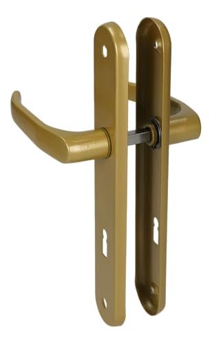 MonJar Langschild Türbeschlag Türdrücker Türgriff Türklinke Drückergarnitur Links Rechts 72mm (Buntbart-BB Gold) von MonJar