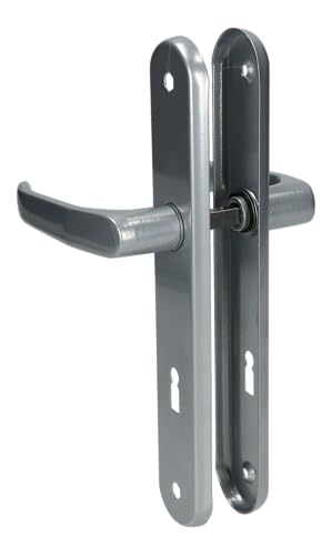 MonJar Langschild Türbeschlag Türdrücker Türgriff Türklinke Drückergarnitur Links Rechts 72mm (Buntbart BB Silber) von MonJar
