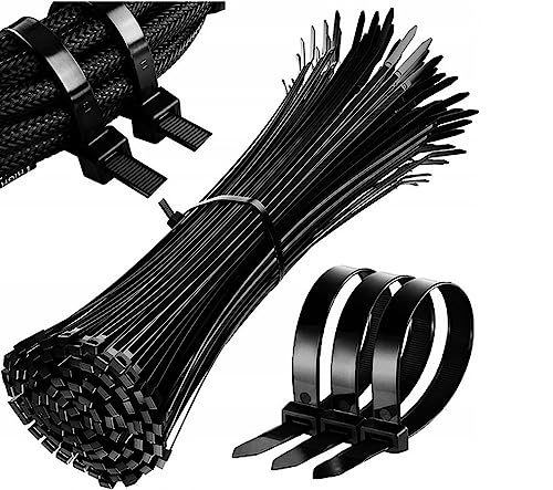 Set 100st. Kabelbinder Kabelstrapse Kabelbinderhalter Kabelband Binder UV EU-Qualität (4,8x200mm Schwarz) von MonJar