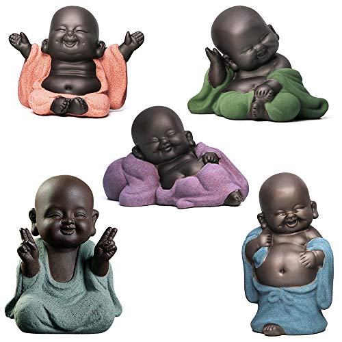 5 Stil schöne Buddha-Statuen kleine Mönch Figur Keramik Buddha-Skulptur Feng Shui Ornamente Home Decoration von MonLiya