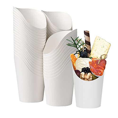 50 Stück 14oz Entsorgung Take-Out Party Frozen Dessert Supplies Backen Kuchen Eier Blätterteig Waffel Pommes Frites Chips Eis Snacks Kraftpapier Tassenhalter (Weiß) von MonLiya