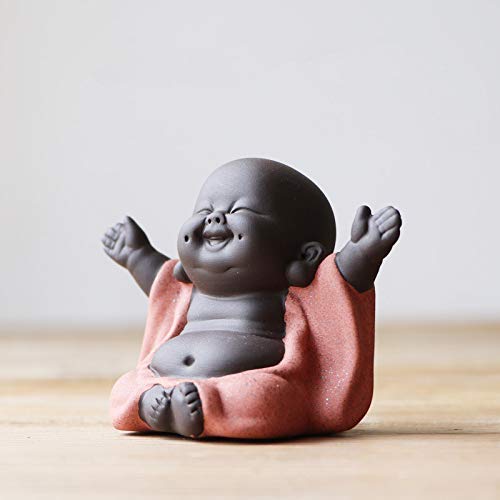 Keramik-Figur, Kleiner süßer Buddha, Mönch-Figur, kreatives Babypasteln, Ornamente Geschenk, chinesische zarte Keramik Kunst und Handwerk von MonLiya