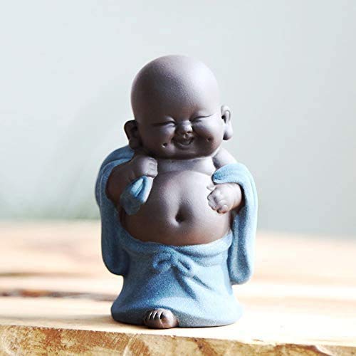 Keramik Tiny Cute Buddha Statue Mönch Figur Kreative Crafts Puppen Ornamente Geschenk Classic Delicate Ceramic Arts and Crafts Tee Zubehör 4 '' Zoll hoch (Stil 5) von MonLiya