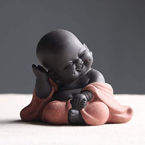Kleine süße Buddha-Statue, Mönch-Figur, kreatives Baby, Basteln, Puppen, Ornamente, Geschenk, klassisch, chinesisch, zarte Keramik, Kunst und Handwerk, Tee-Zubehör, 7,1 cm hoch (Stil 1) von MonLiya