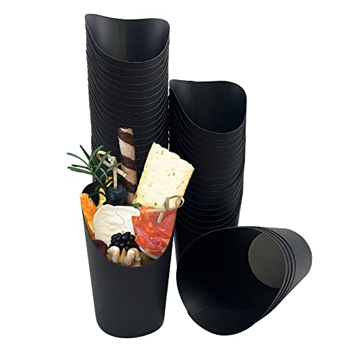 MonLiya 50 Stück 14oz Entsorgung Take-Out Party Frozen Dessert Supplies Backen Kuchen Eier Blätterteig Waffel Pommes Frites Chips Eis Snacks Kraftpapier Tassenhalter (Schwarz) von MonLiya