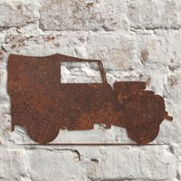 Rustikale Metall Landrover Serie Eins 1 80-Zoll-Wand-Kunst-Skulptur Handgemachtes Geschenk von MonSculptures