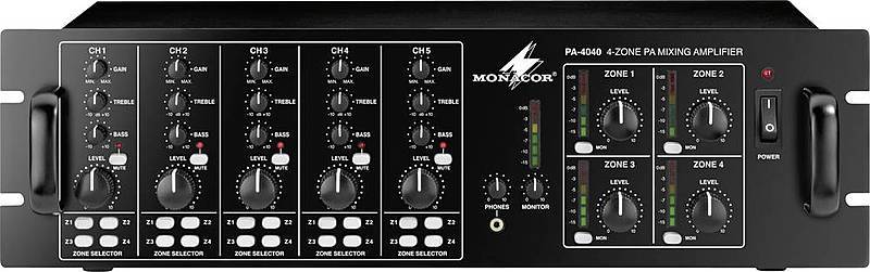 Monacor PA 4040 ELA-Verstärker 40 W 4-Zonen schwarz 50 - 17000 Hz DEFEKTWARE von Monacor