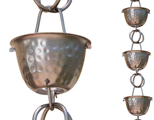 Monarch Rain Chains 50584 Aluminium-Zinn-Regenkette, gehämmert, 2,6 m von Monarch Rain Chains