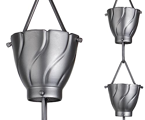 Monarch Rain Chains Akira-Regenkette aus Aluminium, 2,6 m, pulverbeschichtetes Aluminium, dekorative Regenfangkette für Dachrinnen, Zinn-Aluminium-Regenrinnen-Ersatz-Fallrohr Monarch Rain Chains Akira-Regenkette aus Aluminium, 2,6 m, pulverbeschichtetes Aluminium, dekorative Regenfangkette für Dachrinnen, Zinn-Aluminium-Regenrinnen-Ersatz-Fallrohr von Monarch Rain Chains