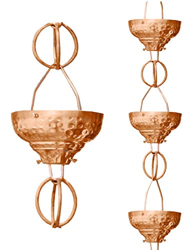 Monarch Regenkette aus reinem Kupfer, gehämmert, 2,5 m lang von Monarch Rain Chains
