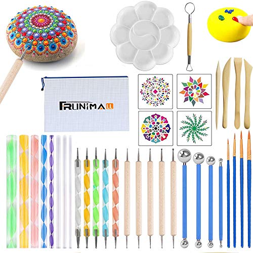 Mandala-Dotting-Werkzeuge, 38-teiliges Set mit Malschablonen, Pinsel mit Farbwanne zum Malen, Malen, Zeichnen und Zeichnen, Kunstzubehör (38 Stück) von Monarchy