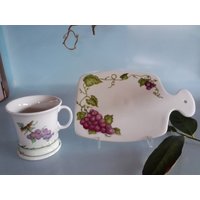 Vintage Frühstücksset Mit Schneidbrett Aus Porzellan, Personalisierbar Handbemalt Vintage Frühstücksset Mit Schneidbrett Aus Porzellan, Personalisierbar Handbemalt von Monasporzellanstudio