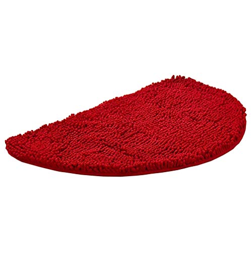 Dicke, rutschfeste Badematte, dichte, weiche Duschmatte, saugfähige Matte, Mikrofaser-Chenille-Stoff, zotteliger Teppich, halbrund, Fußmatte, Küchenmatte, rot, 40 x 60 cm von Monba