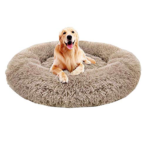 Monba Premium Orthopädisches Haustierbett für große und extra große Hunde,Donut Hundebett Weiches Plüsch Rundes Hundesofa mit Wasserfeste Unterseite,Hundekörbchen waschbar von Monba