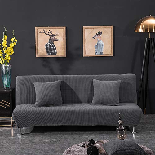 Monba Sofa-Schonbezug ohne Armlehne, gestrickt, Sofa-Schonbezug-Set, Möbelschutz, Jacquard-Stretch, Couch, Stuhlbezug, grau, Größe XL: 195–225 cm von Monba