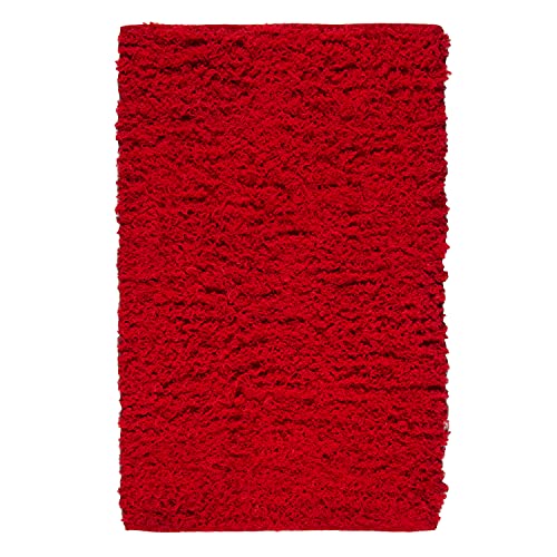 Monbeautapis Pflaume 600917 Grassy Teppich, Baumwolle, 90 x 60 cm, Baumwolle, rot, 90x60x10 cm von Monbeautapis