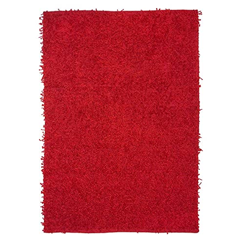 Monbeautapis Clochette Shaggy Teppich, Polyester, rot, 90x60x10 cm von Monbeautapis