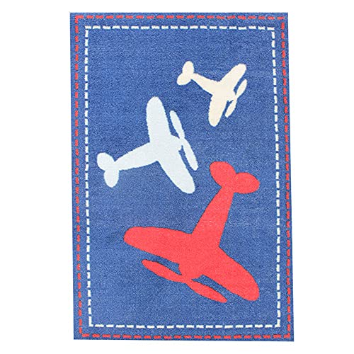 Monbeautapis Pflaume 670101 Prima Flugzeuge Teppich Polyamid Blau 67 X 100 cm von Thedecofactory