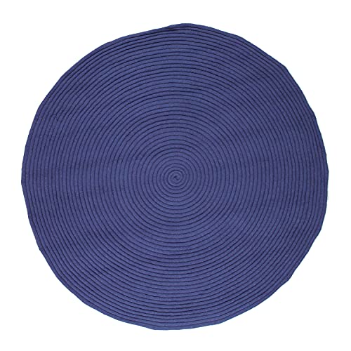 Monbeautapis Pflaume 707103 Tam Tam Teppich wendbar Baumwolle Durchmesser 70 cm, Baumwolle, blau, 70x70x10 cm von Monbeautapis