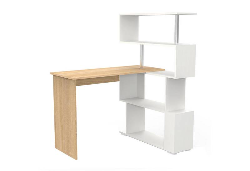 Mondeer Eckschreibtisch Schreibtisch, mit 360 Grad Drehbarem Bücherregal 157 x 45 x 130,5 cm von Mondeer