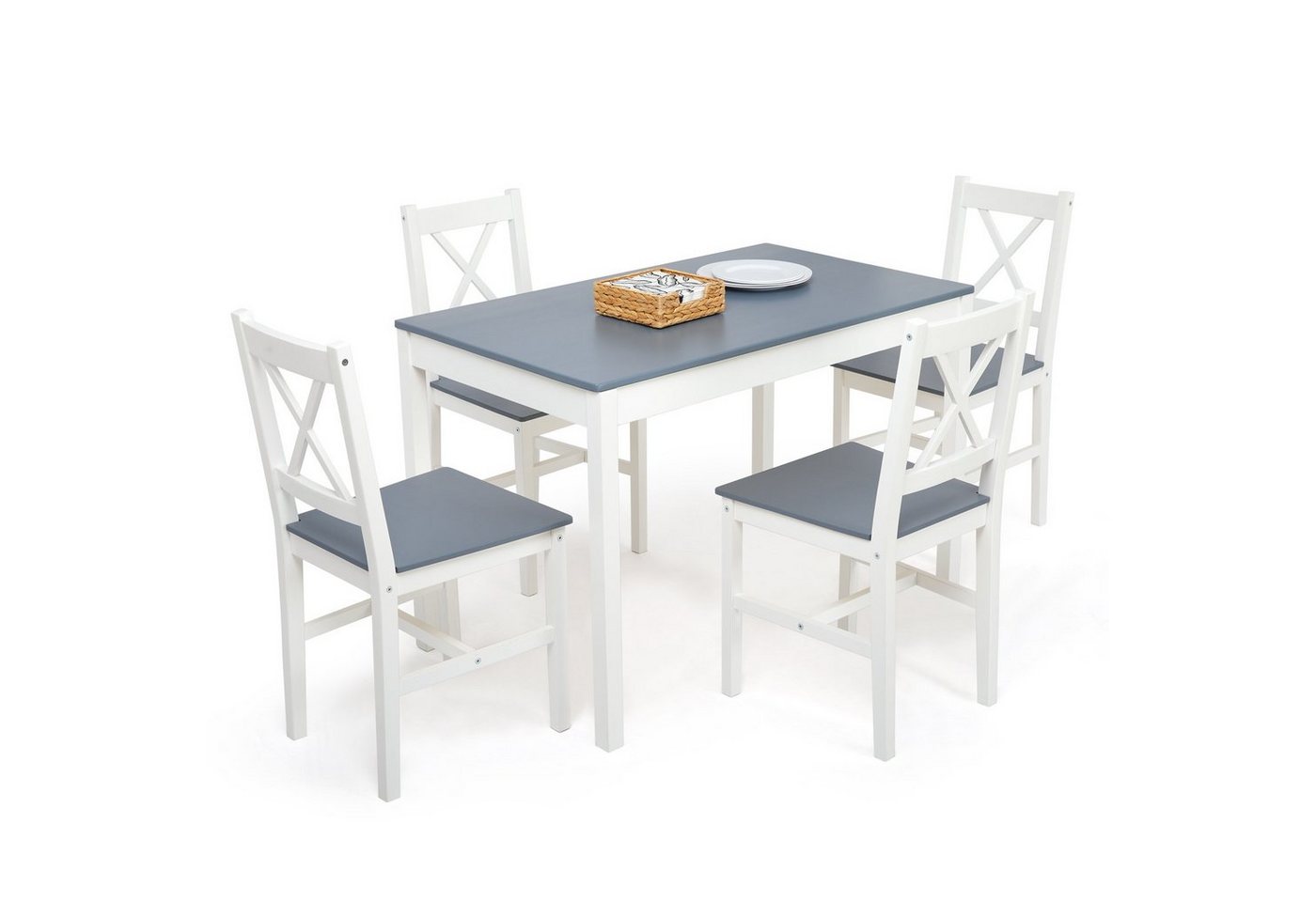 Mondeer Essgruppe (Set, 3-tlg), 4 Stühle und 1 Tisch, Marineblau von Mondeer