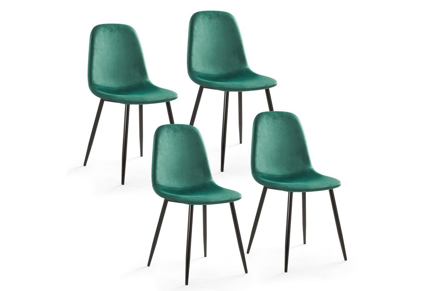 Mondeer Esszimmerstuhl Samt Esszimmerstühle (2/4 St), mit Metallfüßen und Polsterung, 43,5 x 53 x 85 cm, Hellgrau/Grün von Mondeer