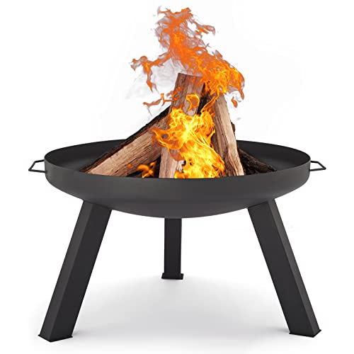 Mondeer Feuerschale, Feuerstelle Feuerkorb Brazier aus Stahl Feuerschalen Wärmestelle für Garten Camping Terrass HP04 Schwarz 65x36.5cm von Mondeer