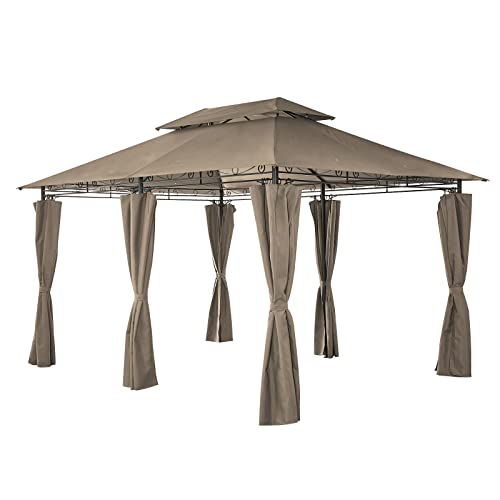 Mondeer Gartenpavillon 3x4m, Premium Pavillon Seitenwänden mit Reißverschlüssen, Metallrahmen Stabil 180g/m² Dachplane Wasserdicht, Luxus Modern Stil, Khaki von Mondeer