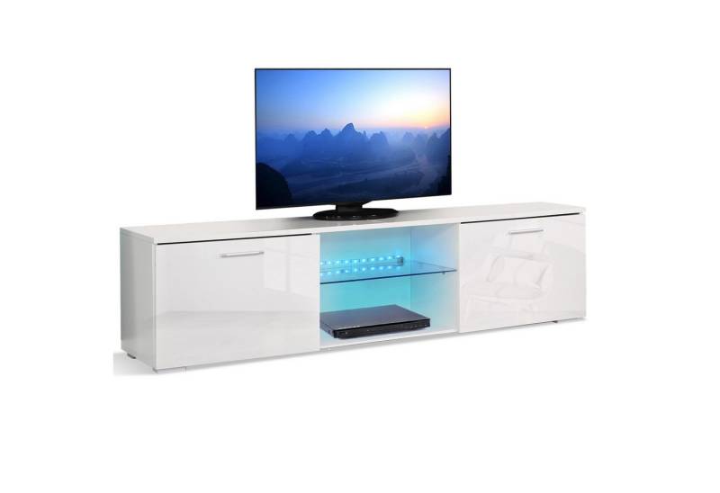 Mondeer Lowboard LED TV-Schrank, 160cm mit 16-Farben-LED-RGB-Leuchten von Mondeer