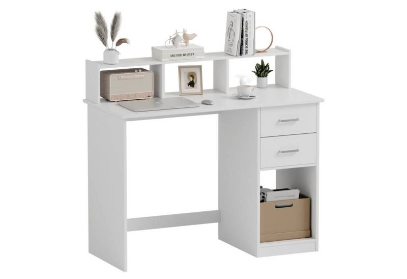 Mondeer Schreibtisch Computertisch, mit 2 Schubladen, Regal & Schrank 105x94x48cm Weiß Mondeer Schreibtisch Computertisch, mit 2 Schubladen, Regal & Schrank 105x94x48cm Weiß von Mondeer