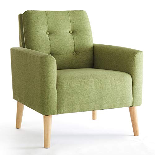Mondeer Sessel, Sessel ​mit Armlehnen Massivholzbeine Modern Einfach für Schlafzimmer Wohnzimmer Balkon Büro, D72 x W72 x H81 cm, Grün von Mondeer