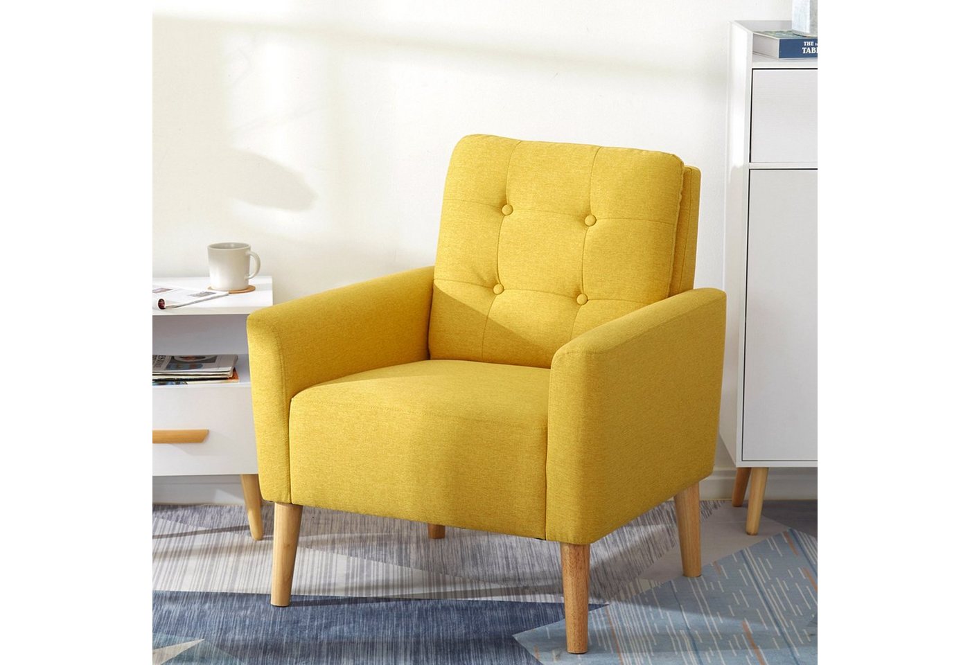 Mondeer Sessel (Einzelsessel), Sofa, Relaxsessel, Einzelsessel, mit Massivholz Rahmen und Füßen von Mondeer