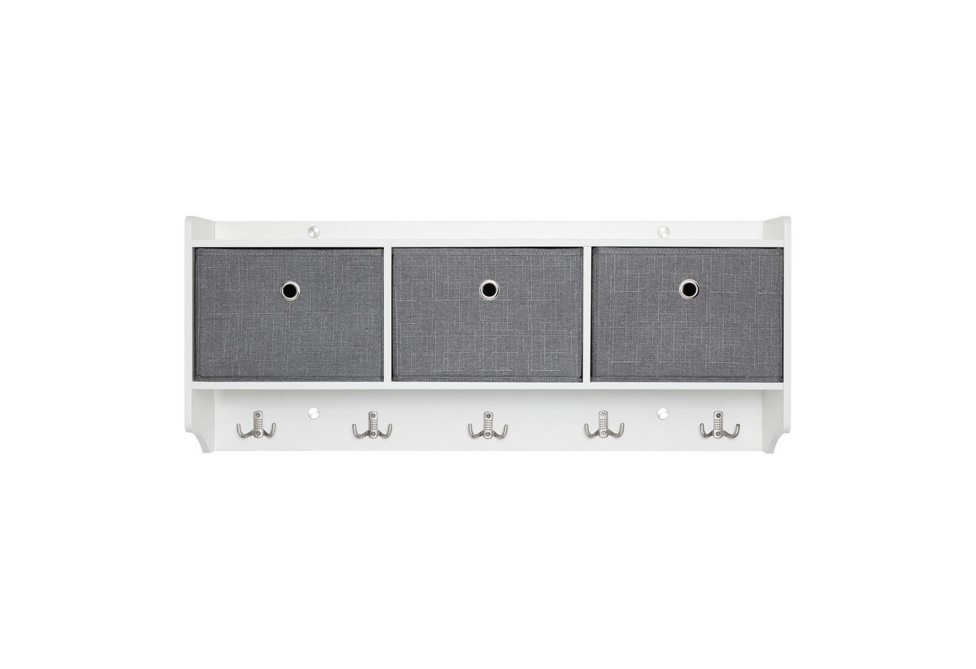 Mondeer Wandgarderobe Wandregal, Hängeregal mit 3 Körben und 5 Haken, Weiß Mondeer Wandgarderobe Wandregal, Hängeregal mit 3 Körben und 5 Haken, Weiß von Mondeer