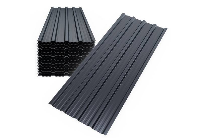 Mondeer Wellplatte Dachplatten(14-tlg), (Metall Trapezblech, 14-St), Wellblechplatten für Dach, 7m², 110*46cm, Dunkelgrau von Mondeer