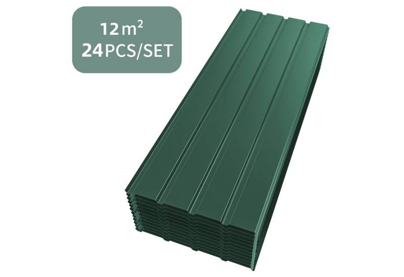 Mondeer Wellplatte Dachplatten, (24-St), Trapezblech 115cm x 45cm verzinkt Profilblech Dachblech Grün von Mondeer
