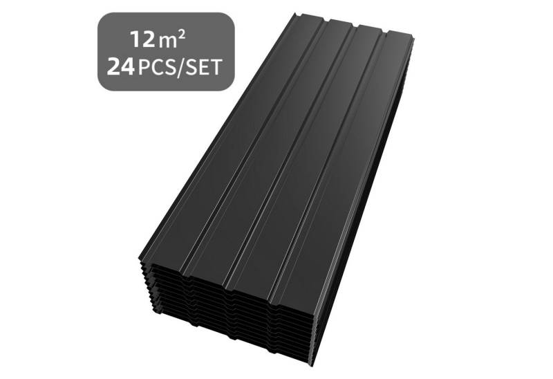 Mondeer Wellplatte Dachplatten, (24-St), Trapezblech 115cm x 45cm verzinkt Profilblech Dachblech Schwarze von Mondeer