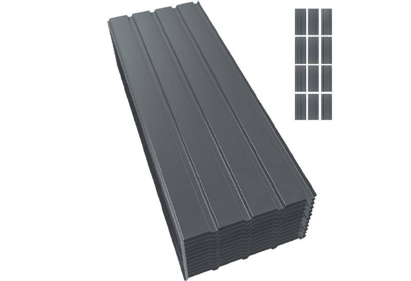 Mondeer Wellplatte Dachplatten(12-tlg), 12x Trapezblech 115cm x 45cm verzinkt Profilblech Dachblech von Mondeer