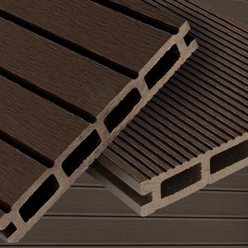 WPC Terrassendielen Basic Line - Komplett-Set dunkelbraun | 36m² (4m x 9m) Holz-Brett Dielen | Boden-Fliesen + Unterkonstruktion & Clips | Balkon Boden-Belag + rutschfest + witterungsbeständig von Mondesi