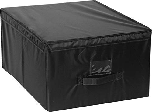 Mondex EVE713-01 Aufbewahrungsbox mit Etikettenhalter, Modell L, Kunststoff/Stoff, 59 x 39 x 3 cm, Schwarz von M-Home