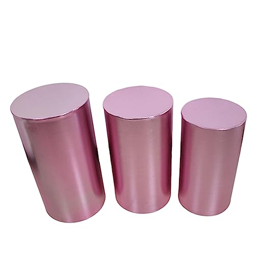 Zylinder Abdeckungen für Parteien Zylinder Tische Geburtstag Party Sockel Abdeckung Runde Zylinder Sockel Display Tuch für Kuchen,Rosa,Small 3pcs von Mondex