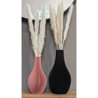 Dekovase Lunar 2Er-Set | 3D Druck Blumenvase Trockenblumen Modernes Design Rillen Dekoration Pampasgras Eukalyptus Bouquet von MondhaeuschenShop