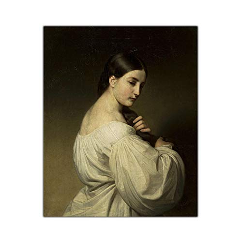 Leinwand Kunst Berühmte Gemälde. Friedrich von Amerling. "Porträt einer jungen Frau in Weiß"Leinwandbild Home Decor-25x30cm ohne Rahmen von Mondi Art Store