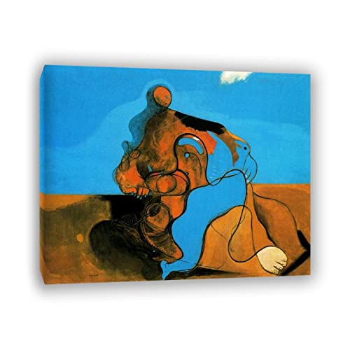 Max Ernst - Berühmte Kunstreproduktion. "Der Kuss" Druck auf Leinwand. Bilder für die Wanddekoration im Wohnzimmer. Holzrahmen 60 x 84 cm (23,7 x 33,1 Zoll) gerahmt von Mondi Art Store