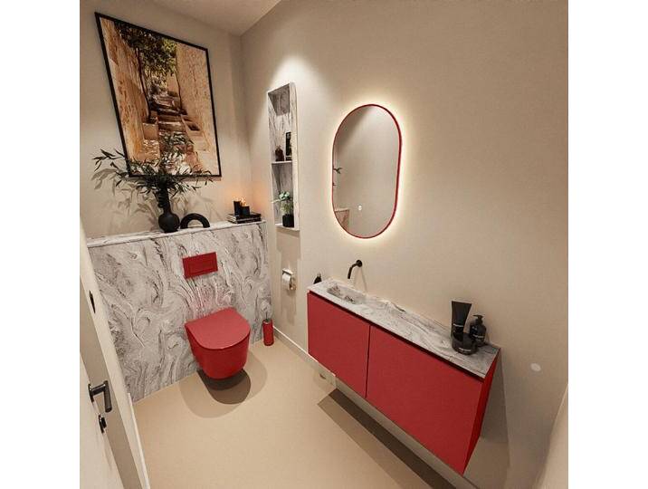 corian waschtisch set gäste wc ture dlux 100 cm rot... von Mondial Badmöbel