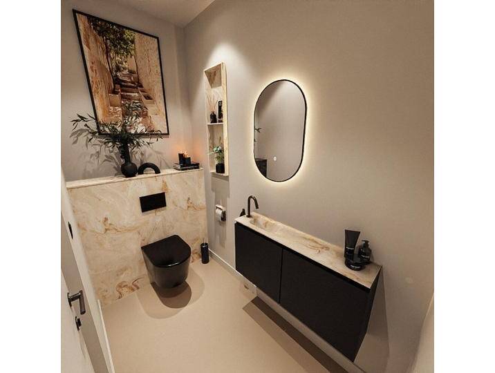corian waschtisch set gäste wc ture dlux 100 cm schwarz... von Mondial Badmöbel