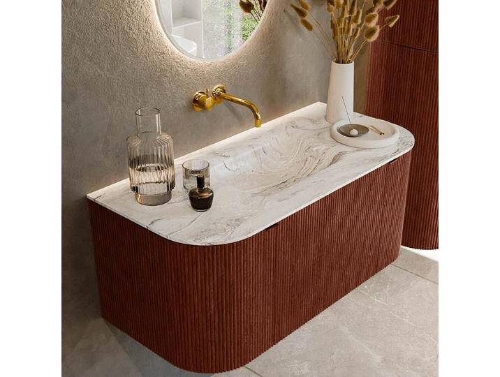 waschtisch mit unterschrank curve gerundet echtholz 100 cm... von Mondial Badmöbel