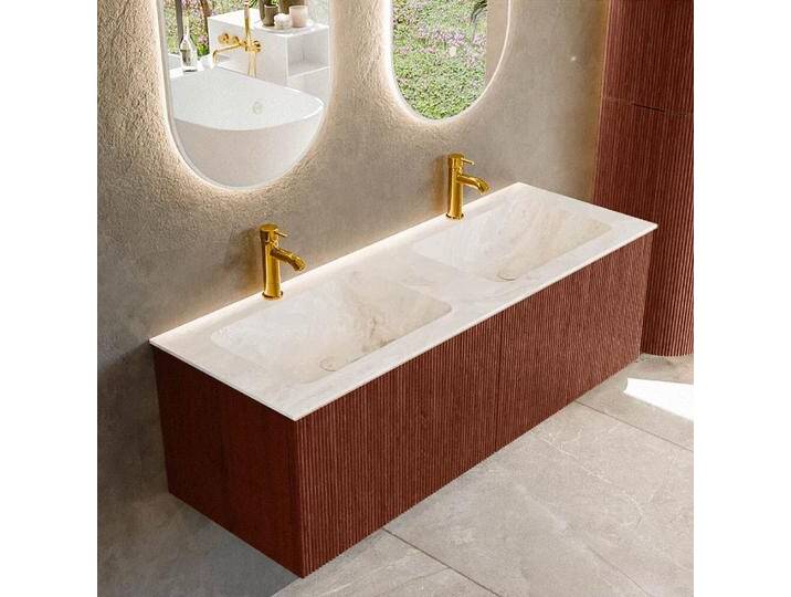 waschtisch mit unterschrank curve gerundet echtholz 130 cm... von Mondial Badmöbel