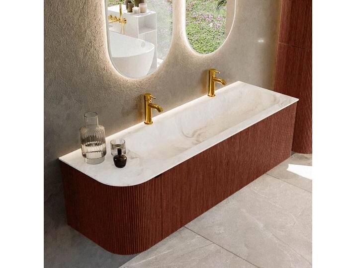 waschtisch mit unterschrank curve gerundet echtholz 145 cm... von Mondial Badmöbel