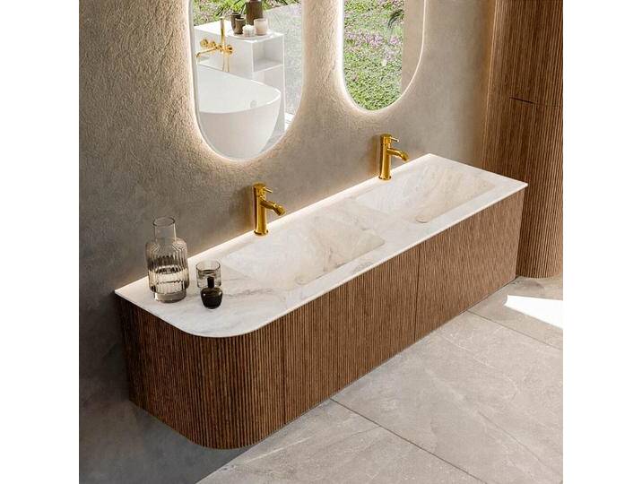 waschtisch mit unterschrank curve gerundet echtholz 155 cm... von Mondial Badmöbel