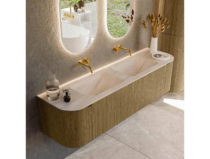 waschtisch mit unterschrank curve gerundet echtholz 170 cm... waschtisch mit unterschrank curve gerundet echtholz 170 cm... von Mondial Badmöbel